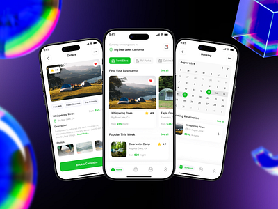 Camply - Camping Booking App | B2C | UI/UX app booking booking page camping camping booking app home schedule ui ux