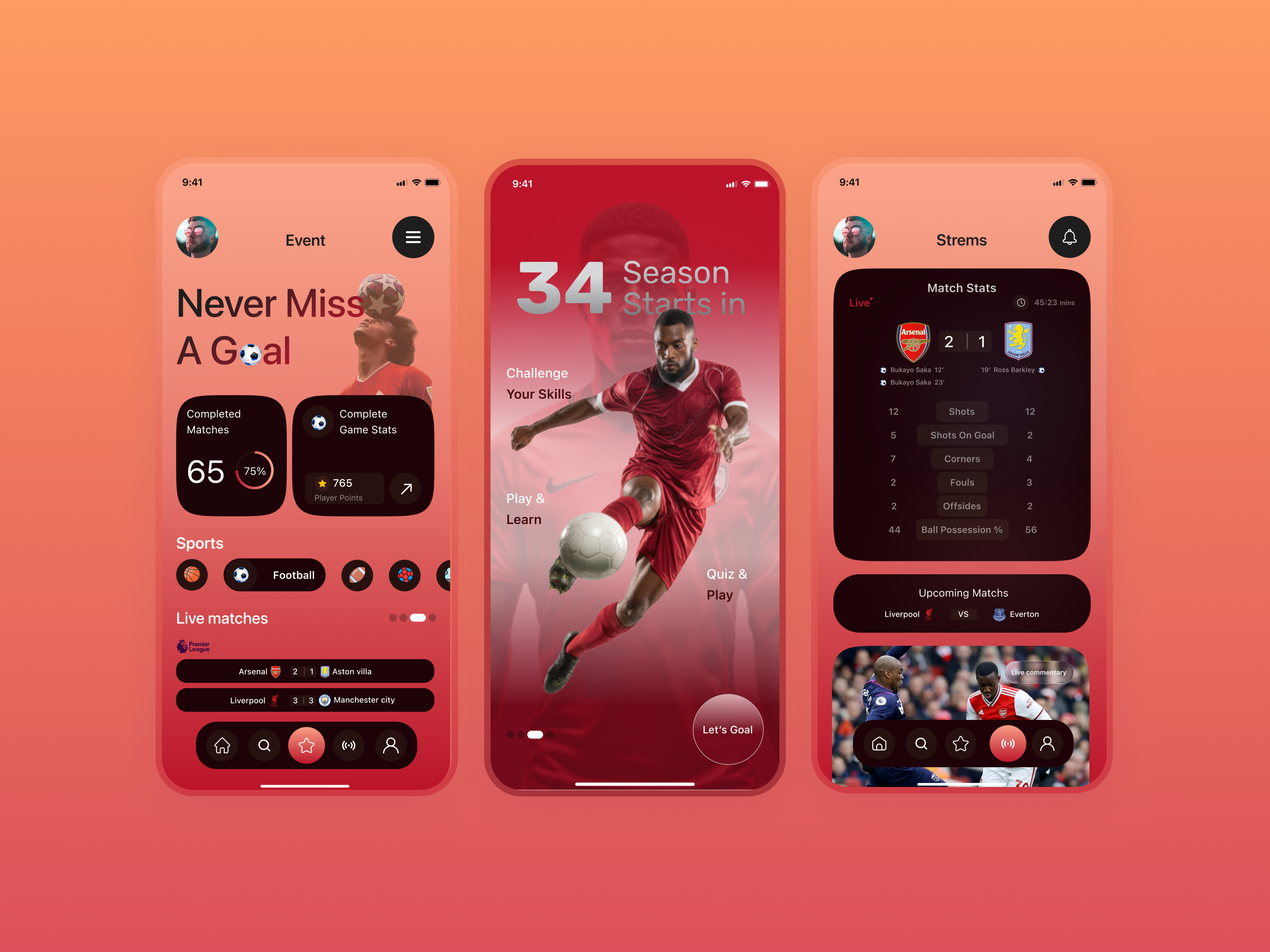 Sports App Concept UI Design