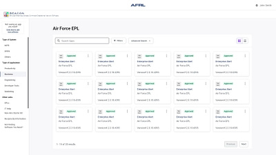 AFRL B.E.A.C.O.N. – Enterprise Software Acquisition Application ui user experience