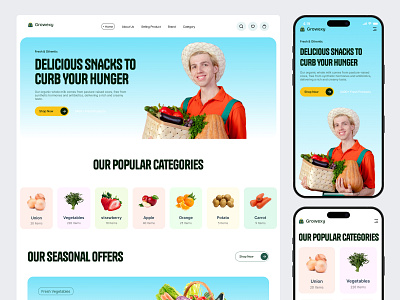Online Grocery Store Website Design clean ui digital store ecommerce design ecommerce website food delivery grocery app grocery ecommerce grocery store landing page minimal design mobile friendly modern design online shopping product design responsive design shopping website ui ux design user experience ux design web design