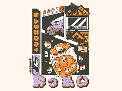 Drinkin' bout u 💀🥤🧡 akira bike foord and beverage halloween halloween bundle halloween season orange drink scary illustration soda the new coke