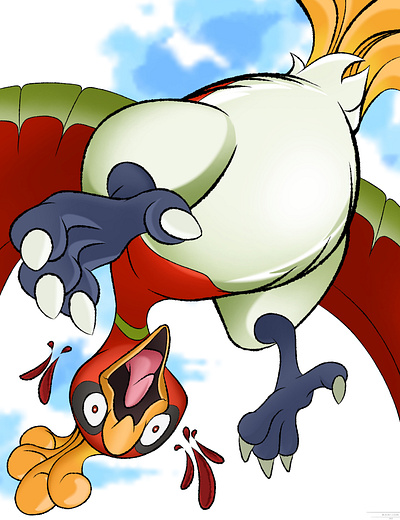 watch out. incoming. bird in need of emergency landing. art bird hooh pokemon