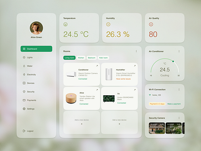 Home Monitoring Dashboard - Daily UI #021 021 challenge clean dailyui dashboard design interface minimal ui ux