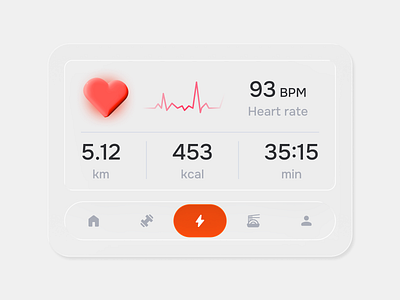 Workout progress UI app application design heart liquid liquid glass menu mobile app stats ui ux workout