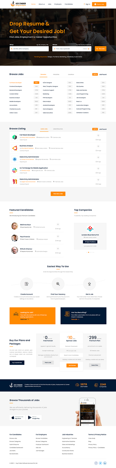 KEY FINDER - Job Portal Website branding design graphic design illustration job portal key finder layout logo template ui vector website