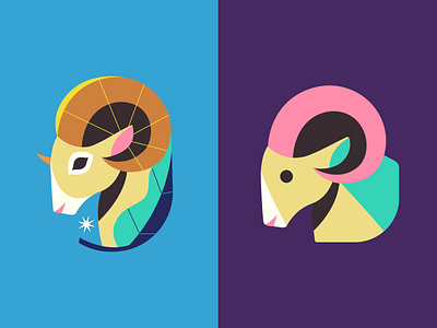 Aries animal aries art branding character colorful concept cute geometric horoscope icon identity illustration logo modern sign stars zodiac