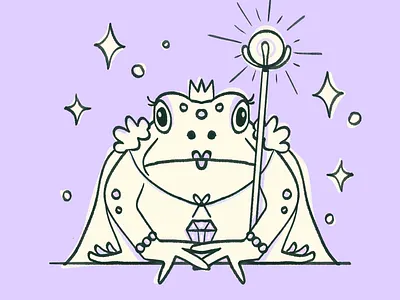 18. Toad amphibian crown design illustration procreate queen staff stars stylized toad
