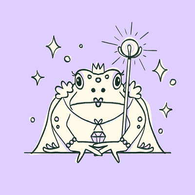 18. Toad amphibian crown design illustration procreate queen staff stars stylized toad
