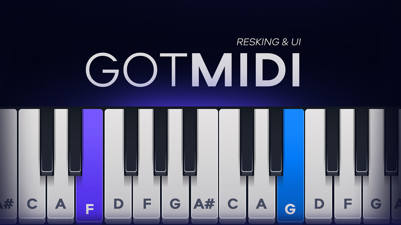 GOTMIDI – Modern Piano MIDI Visualizer UI Design app design game minimal piano modern ui modren design piano game design responsive ui sound app design sound game design ui ui design ux
