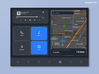 Daily UI #034 - Car Interface car daily daily 100 challenge daily ui daily ui 34 dailyui dashboard design drive driving find graphic design illustration interface location main menu menu travel ui ux