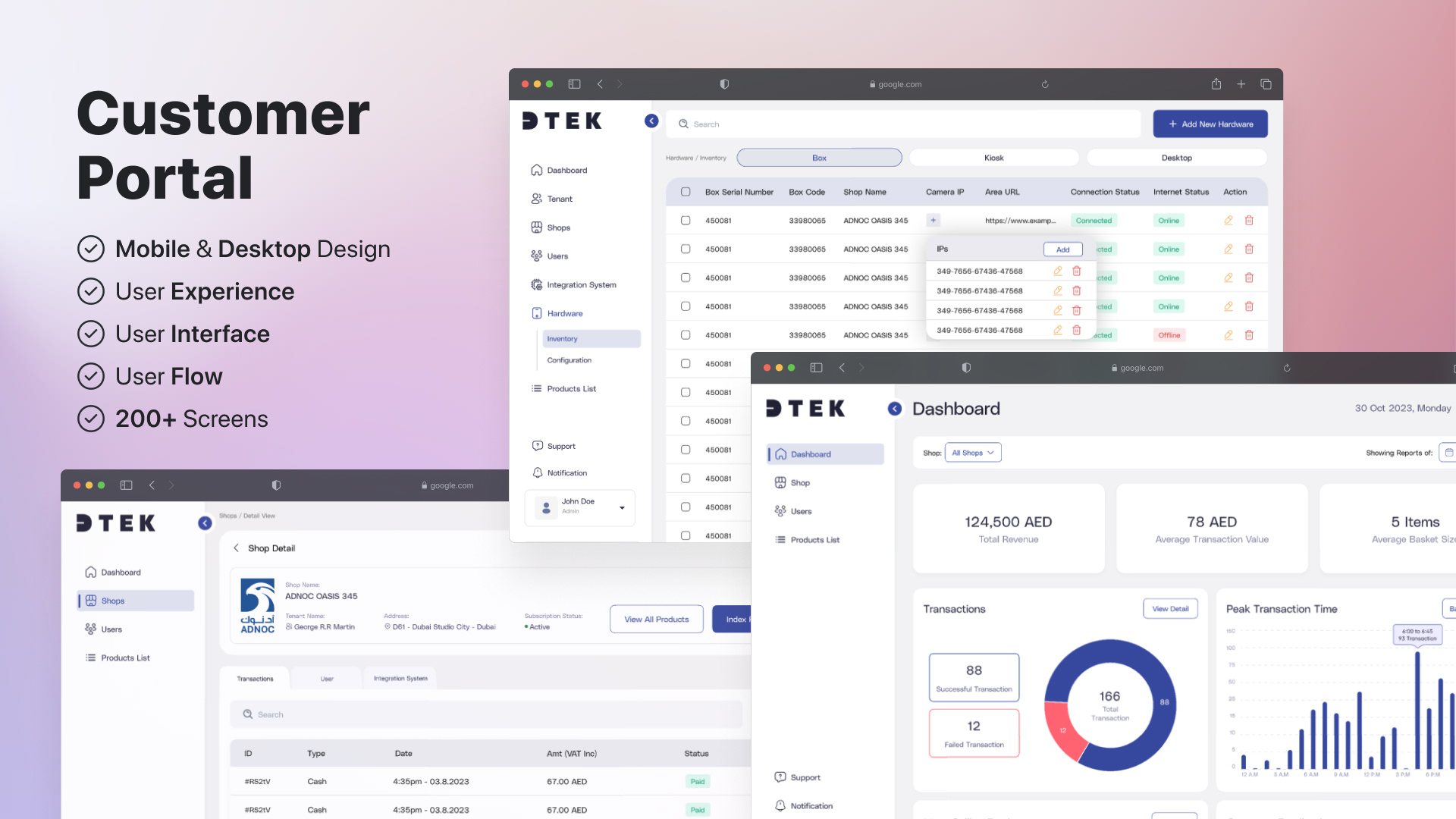 Customer Portal dashboard design portal ui ux website