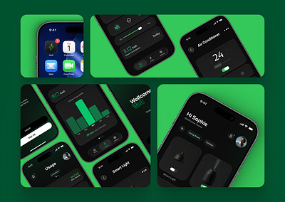 Volt - Smart Home App Concept app app design dark green graphic design green iphone ui uiux ux