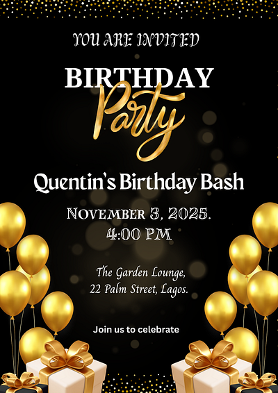 Birthday Party Invitation Design branding design graphic design illustration logo motion graphics typography ui ux vector