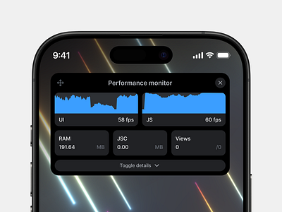 Expo Go - Performance monitor app data dev dev tool fps mobile product ui