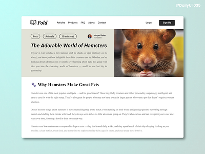 Daily UI #035 - Blog Post animal blog branding cute daily daily 100 challenge daily ui daily ui 35 dailyui design graphic design hamster illustration logo minimal modern pet reading ui ux