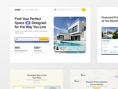 Seasa — The Future of Real Estate Search and Discovery call to action clean design conversion optimization engagement design home finder landing page property listing property marketplace property search real estate platform real estate tech real estate website search interface web design