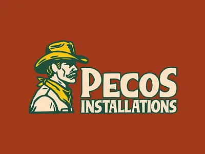 Pecos Installation Logo Work brand brand identity branding cowboy custom design font graphic graphic design hand drawn identity illustration logo logo custom typography vector vintage vintage design vintage logo western