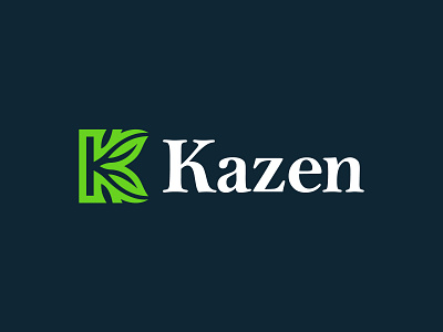 Kazen - logo design eco eco friendly elegant environment grennlogo growth kazen leafdesign leaflogo letter k lettermark luxury modern naroral brand natural logo organicbrand