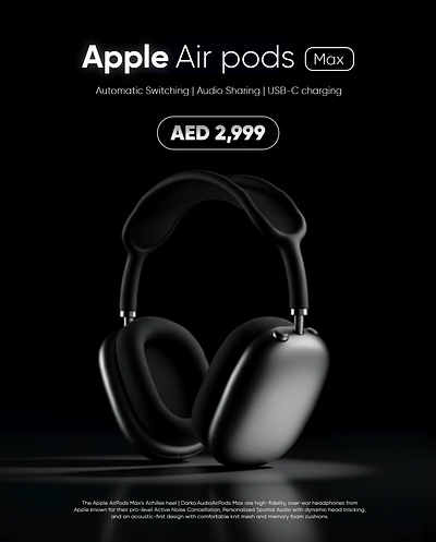 Apple AirPods Max | headphones poster design airpods apple appleheadphone branding design dribbble flyer flyer design foryou graphic design poster poster design
