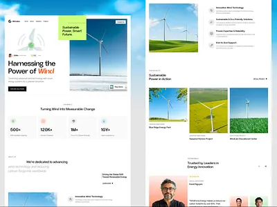 Wind Power Company Website, Clean Energy & Sustainable Future UI animation interface product service startup ui ux web