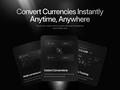 Currency Conversion | Fintech Dashboard blockchain dashboard crypto ui currency converter dark theme crypto app dasboard design dashboard dashboard ui data visualization digital wallet financial dashboard fintech app fintech dashboard ui productdesign saas dashboard uiux user interface web design