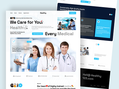 HealthyCare⚡— Modern Medical Landing Page UI 🩺 clean ui ux clinic website design doctor appointment ui esponsive ui design health app ui health tech design healthcare startup healthcare ui hospital ui ux hospital website landing page medical landing page medical web design patient care design telemedicine ui