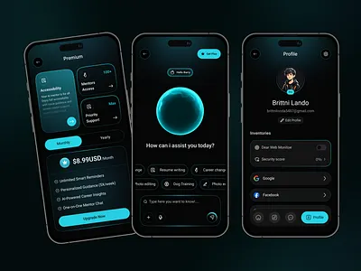 AI Powered Learning Mentor Mobile App ai ai app ai chat app ai mentor app ai powered animation chatbot mentor mentor ai mentor app mobile app plan pricing page profile profile page tutor tutor ai ui upgrade plan