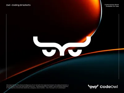 Coding Brackets with Owl Logo Concept tech branding