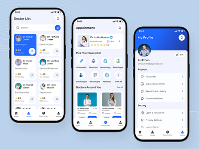 Medicare – Doctor Appointment android app design appointment doctor appointment doctor finder hospital ios medical booking app medicine mobile app online consultation app online doctor online healthcare schedule telemedicine ui ux