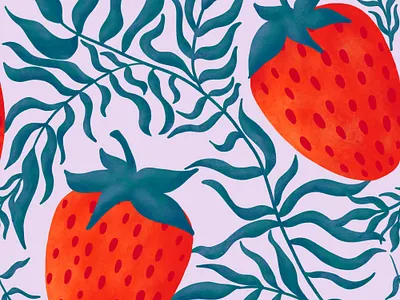 Red Strawberry and Leaves. Seamless pattern fabric fashion food nature pattern seamless strawberry textile