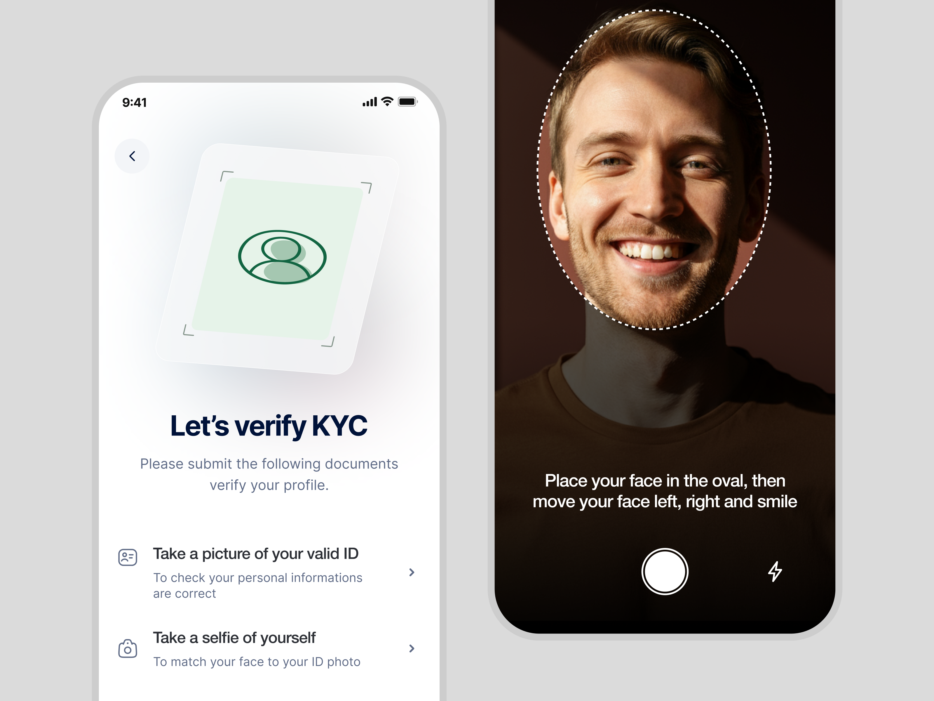 Mobile phone displaying identity verification and security checks