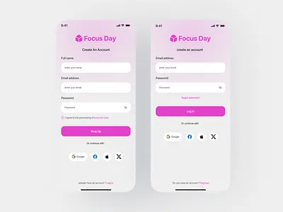 Login & Signup Page UI Design | Daily Planner Mobile App cleanui dailyplanner graphic design loginscreen minimaldesign mobileapp mobileui onboarding productivityapp scheduleapp signupscreen taskmanagement taskmanager ui ux