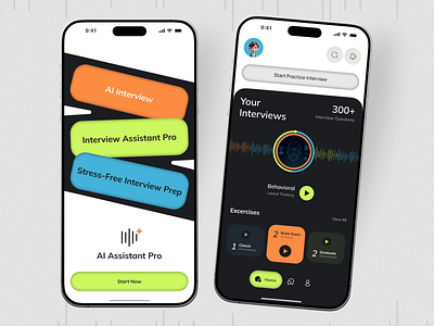 AI Assistant Pro – Job Interview Preparation App ai chat ai interview ai interview coach app interview preparation job job prep app mobile app smart assistant uiux