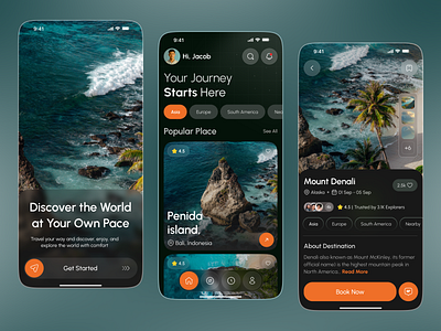 Travel Mobile App UI adventure app app design discovery app explore app journey app mobile app travel app travel booking app travel mobile app travel mobile design travel ui travel ux trip planner app vacation ui