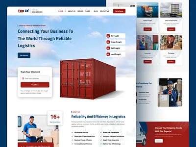 FastGo - Logistics & Cargo Transportation Landing Page branding cargo company elementor freight transportation freight ui landing page logistic service shipping service template transportation ui design uiux website wordpress