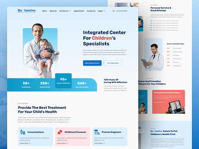 Bootamins - Modern Pediatric Clinic Landing Page branding clinic clinic website digital clinic elementor health care hospital landing page medical medical website pediatric template ui design uiux website wordpress