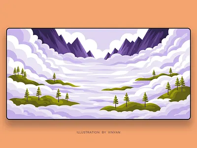 Peaceful Natural Mountain Peaks Illustration adventure clouds environment forest illustration landscape illustration mountain nature outdoors panorama peak scenic sky tourism travel trees wallpaper web