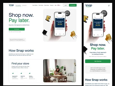 Snap Finance — Home Page animation finance fintech landing page scroll animation ui web web design web development webflow website