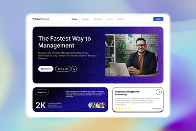 Product management course landing page branding course courses website design hero section illustration landing page minimal mockup modern project management ui design ux design web design website ui