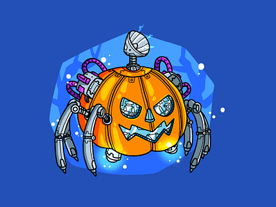 Mecha Pumpkin character design drawing graphic design halloween illustration pumpkin quirky robot