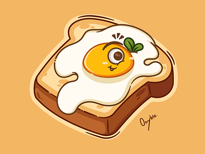 Frieg Egg on Toast!🍳 art bread breakfast cartoon egg creative food culinary cute food illustration protein smile toast vector yolk