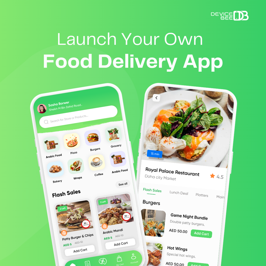 Food Delivery App Development - DeviceBee best app development dubai devicebee food ordering app noon food app talabat clone app top app developer dubai