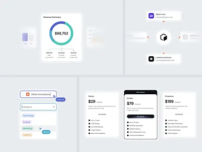 Custo - CRM Component animate automation b2b clean component crm design system dipa inhouse intuitive marketing micro components micro interaction minimalist modern modern design pricing product design saas startup uiux