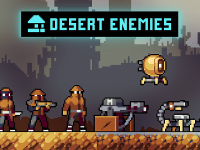 Cyberpunk Desert Bandits Pixel Art 2d asset assets bandit bandits character characters cyberpunk enemy game assets gamedev indie indie game pixel pixelart pixelcharacter sprite sprites spritesheet spritesheets