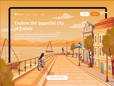 Hero Illustration for Destination Discovery in France city landmark creative art creative illustration explore france hero illustration illustration illustration art landscape web art website illustration