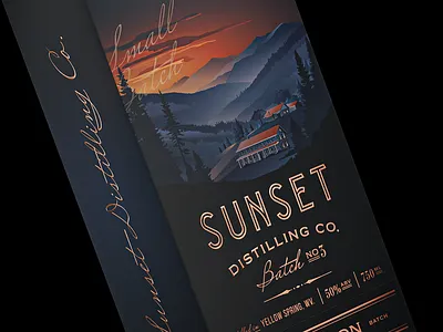 Sunset Distilling Co. - Copper Box bottle box bourbon branding branding design copper distillery graphic design identity illustration label label design logo logo design packaging packaging box packaging design sophisticated typography whiskey whisky