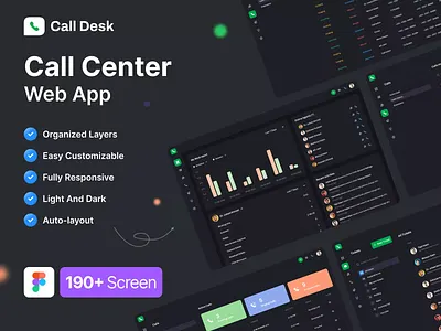 Call Center Dashboard UI Kit call center dashboard figma figma design ui ui design ui kit uihut uikits webapp website design