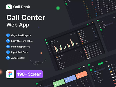 Call Center Dashboard UI Kit call center dashboard figma figma design ui ui design ui kit uihut uikits webapp website design