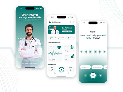 MedAI – AI-Powered Healthcare App UI Design ai powered app design concept health tracking healthcare healthcare app medtech online doctor app online doctor booking ui design voiceassistantui