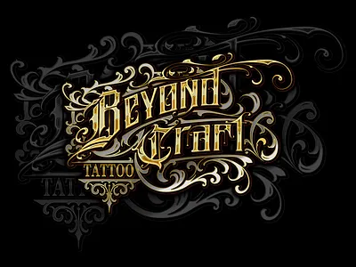 Blackletter Gothic Logo for BEYOND CRAFT TATTOO blackletter calligrapy graphic design logo maker tattoo